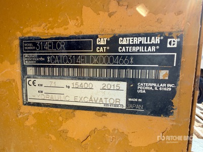 2015 Caterpillar 314ELCR Pelle Sur Chenilles Pelle Hydraulique sur Chenilles