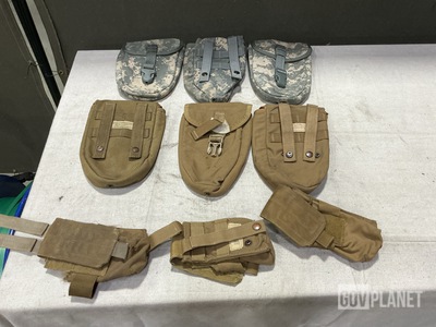 (34) Entrenching Tool Carriers, (598) Double-Single Pouches & Assorted Items