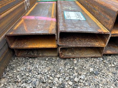 Quantity of (4) 2025 Kit Containers 20 ft x 2 in x 6 in Steel Rectangle Tube
