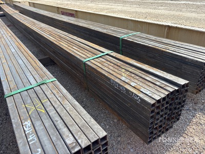 Quantity of (64) 2025 Kit Containers 1 in x 1 in x 24 ft Square Steel Tubing (Unused)