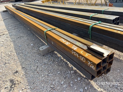 Quantity of (9) Kit Containers 2.5 in x 2.5 in x 25 ft Square Steel Tubing (Unused)