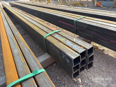 Quantity of (9) Kit Containers 2.5 in x 2.5 in x 23 ft Square Steel Tubing (Unused)