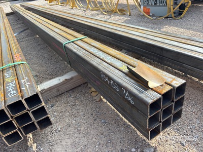 Quantity of (9) Kit Containers 2.5 in x 2.5 in x 24 ft Square Steel Tubing (Unused)
