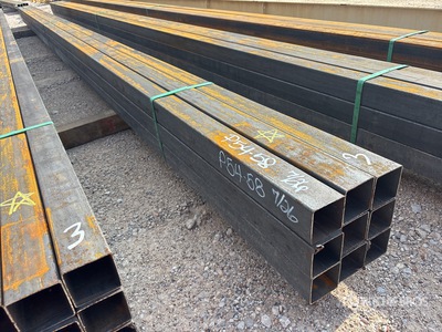 Quantity of (9) Kit Containers 3 in x 3 in x 24 ft Square Steel Tubing (Unused)