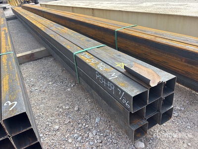 Quantity of (9) Kit Containers 3 in x 3 in x 24 ft Square Steel Tubing (Unused)