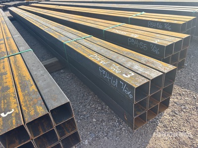 Quantity of (9) 2025 Kit Containers 3 in x 3 in x 24 ft Square Steel Tubing (Unused)