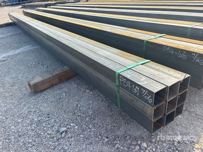 Quantity of (9) 2025 Kit Containers 3 in x 3 in x 21 ft Square Steel Tubing (Unused)
