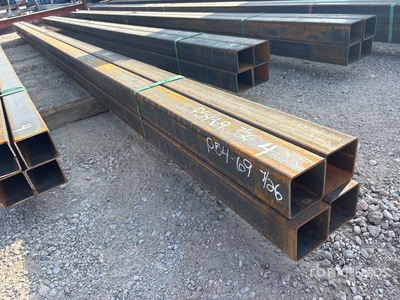 Quantity of (4) 2025 Kit Containers 4 in x 4 in x 24 ft Square Steel Tubing (Unused)