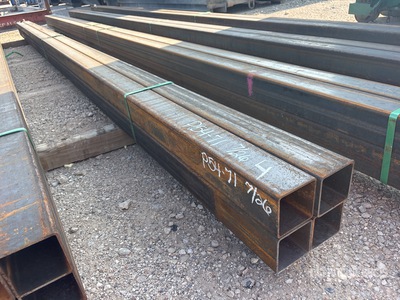 Quantity of (4) 2025 Kit Containers 4 in x 4 in x 20 ft Square Steel Tubing (Unused)