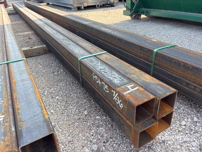 Quantity of (4) 2025 Kit Containers 4 in x 4 in x 25 ft Square Steel Tubing (Unused)