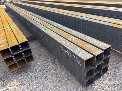Quantity of (9) Kit Containers 3 in x 3 in x 24 ft Square Steel Tubing (Unused)