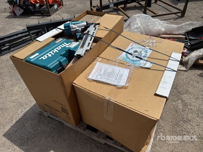Makita 20 pcs Air Nail Gun & 18 volt Cordless Tool Set with Makita Mower
