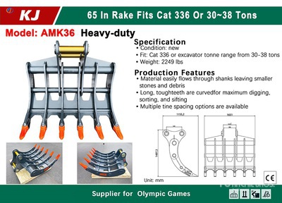2026 KJ AMK36 65 in Rastrello per escavatore - Fits Cat 336 (Unused)
