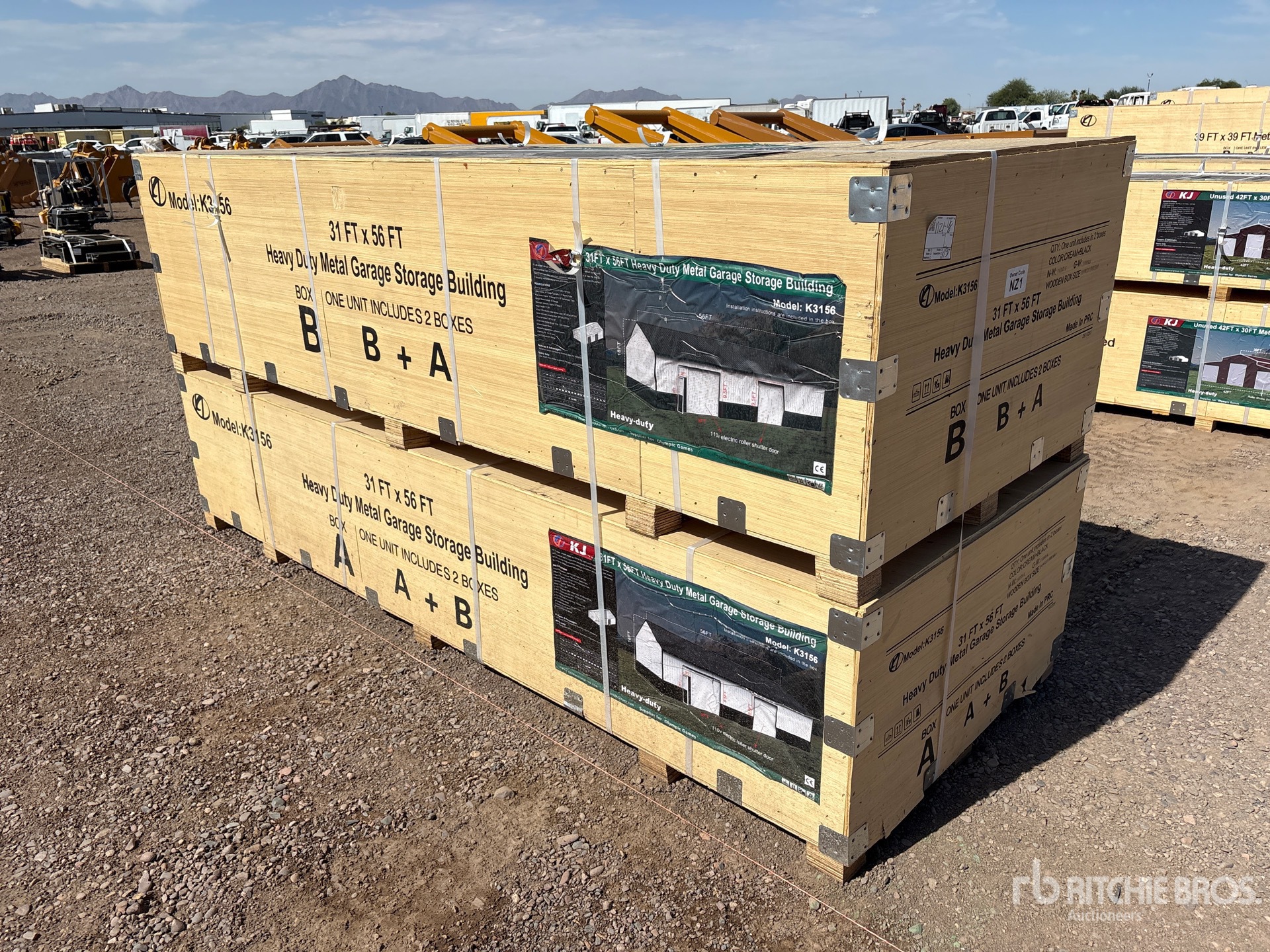 2026 KJ K3156 31 ft x 56 ft x 18 ft Heavy Duty Metal Garage Storage Building (Unused)