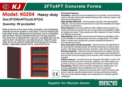 Quantity of (30) 2026 KJ K0204 Steel Frame Concrete Forms (Unused)