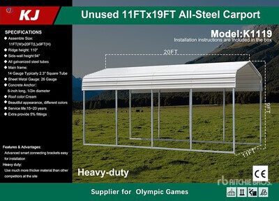 2026 KJ K1119 11 ft x 19 ft Carport (Unused)