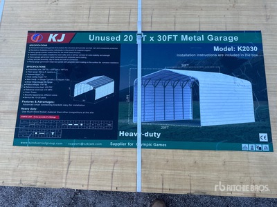 2026 KJ K2030 20 ft x 30 ft Metal Garage (Unused)