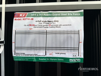 2026 KJ K0710-30 10 ft x 7 ft Powder Coated Clôture (Unused)