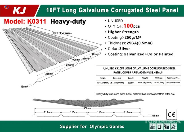 2026 KJ K0311 10 ft Galvalume Corrugated Structural Steel (Unused)