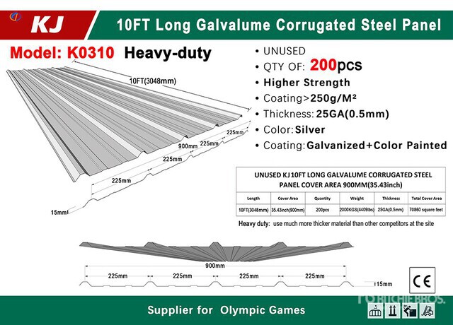 2026 KJ K0310 10 ft Galvalume Corrugated Structural Steel (Unused)