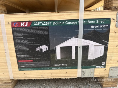 2026 KJ K3325 33 ft x 25 ft Double Garage Steel Barn Szopa (Unused)