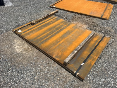 Quantity of (2) 2025 Kit Containers Steel 5 ft x 7 ft 2 in (1 in Thick) Road Steel Plates (Unused)