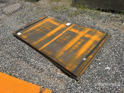 Quantity of (3) 2025 Kit Containers Steel 4 ft 1 in x 6 ft 3 in (1 in Thick) Road Steel Plates (Unused)