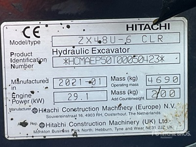 2021 Hitachi ZX48U-6 CLR Minibagger
