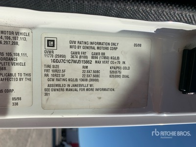 1998 GMC C7500 4x2 Moving Camion fourgon