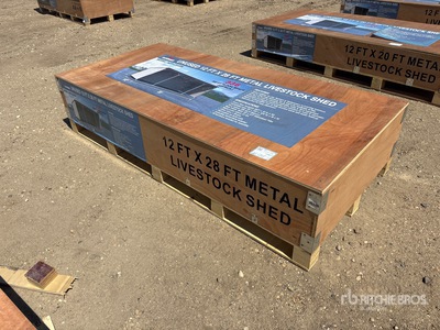 2026 AGR-LS1228 12 ft x 28 ft Metal Livestock Shelter (Unused)