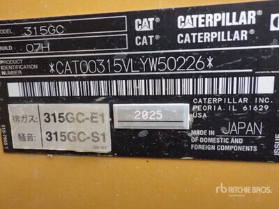 2025 Cat 315GC Pelle Hydraulique sur Chenilles
