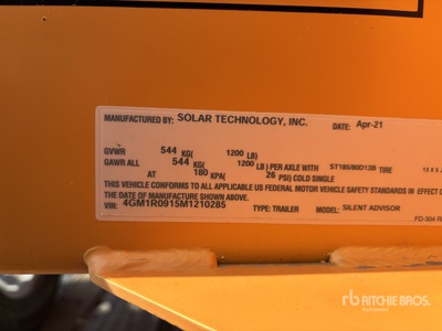 2021 Solar Tech RST-1000 Silent Sentinel Babillard