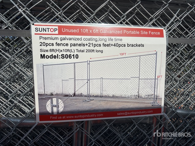 Quantity of (20) 2026 SUNTOP S0610-32 10 ft x 6 ft Chain Link Temporary Site Fence (Unused)