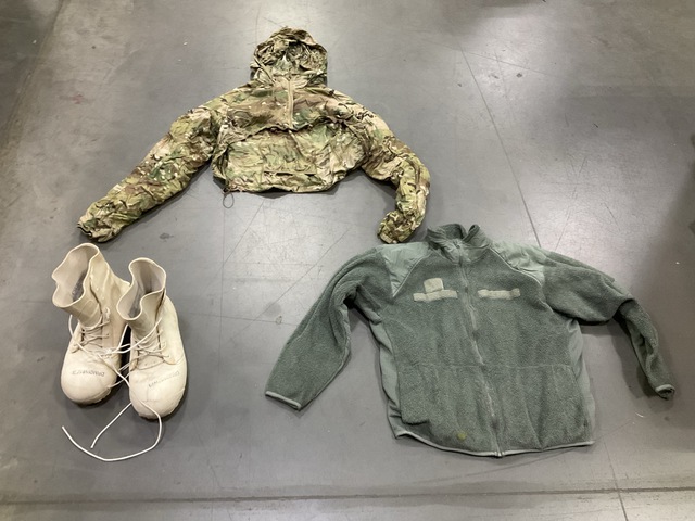 (15) Pairs of Boots, (37) Cold Weather Jackets & Assorted Items