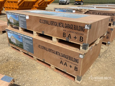 Quantity of (2) Crates of 2026 AGR-MS2642 42 ft x 26 ft All Vertical Metal Garage Building (Unused)