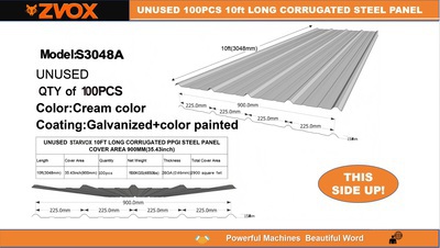 Quantity of (100) 2026 ZVOX S3048A 35 in x 10 ft Corrugated Steel Panels (Unused)