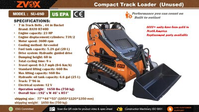 2026 ZVOX SU-480 Mini Compact Track Loader (Unused)