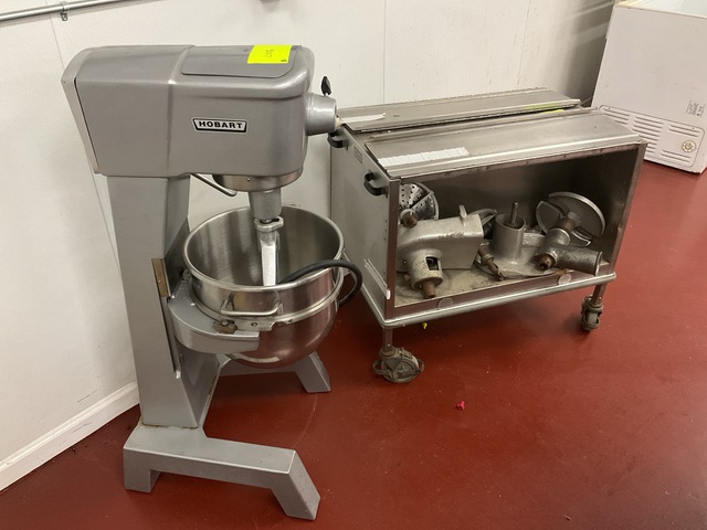 Hobart D-300 Mixer w/Assorted Accessories & Rolling Cart