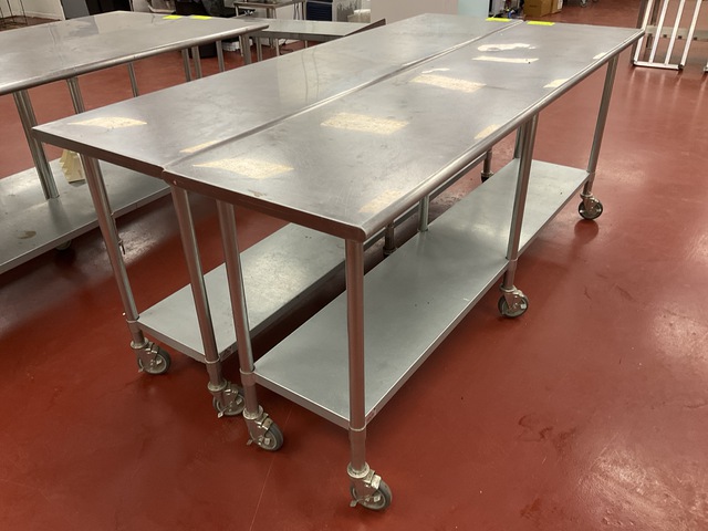 (2) Stainless Steel Rolling Table w/Lower Shelves