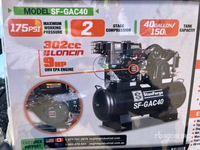 TMG GAC40 30 cfm Skid-Mounted 40 gal 2-Stage Air Compressor (Unused)