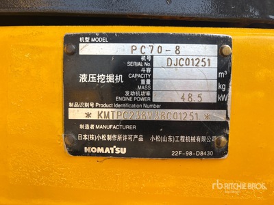 2010 Komatsu PC70-8 Escavatore cingolato