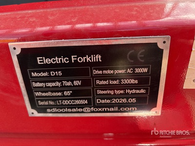 2026 SDLOOL SL-D15 Electric Forklift Montacargas Eléctrico (Unused)