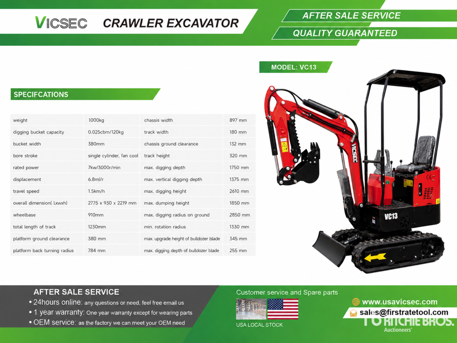 2026 VICSEC VC13 Mini Excavator (Unused)