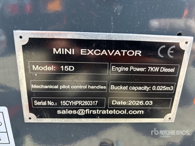 2026 VICSEC VC15D CRAWLER Mini Excavator (Unused)