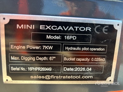2026 VICSEC VC16PD CRAWLER Mini Excavator (Unused)