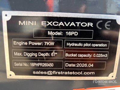 2026 VICSEC VC16PD CRAWLER Mini Excavator (Unused)