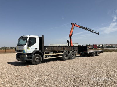 Palfinger PK9501 on 2007 Renault Premium 410.26 6x4 Ciężarówka z platformą i dźwigiem