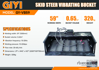 2026 GIYI GY-VB59 59 in Vibrating Skid Steer Screening Bucket (Unused)