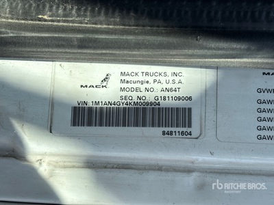 2019 Mack Anthem 6x4 3- Achs Sattelzugmaschine mit Schlafkabine