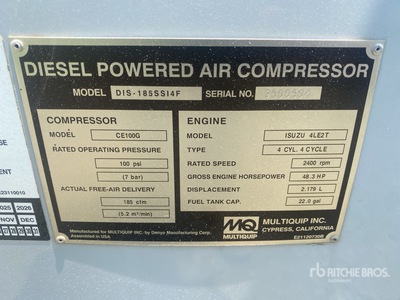 2021 Multiquip DIS-185SSI4F Air Compressor